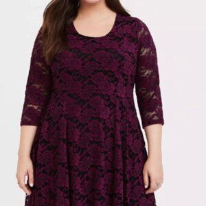 Torrid  Burgundy Lace Mini Dress - 3X
